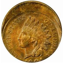 Undated Indian Cent--Struck 10% Off Center--MS-60 Cleaned, Recolored (Uncertified).