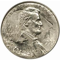 1999 Lincoln Cent--Double Denomination on Struck Roosevelt Dime--MS-64 (PCGS).