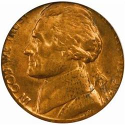 1973-D Jefferson Nickel--Struck on Cent Planchet--MS-63 RB (NGC).