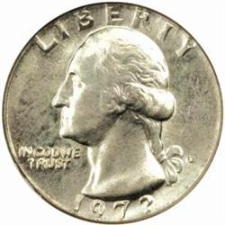 1972-D Washington Quarter--Double Struck on a Nickel Planchet--MS-62 (NGC).