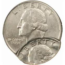 Undated Washington Quarter--Double Struck, Second Strike 65% Off Center--MS-62 (NGC).