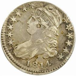 1814 Capped 50C. O-108a. Rarity-1. E/A in STATES-Struck 5% Off Center-Fine12 Damaged (Uncertified)