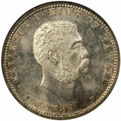 1883 Hawaiian Quarter. MS-64 PL (NGC).