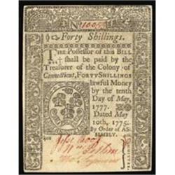 CT-182. Connecticut. May 10, 1775. 40 Shillings. PMG Gem Uncirculated 65EPQ