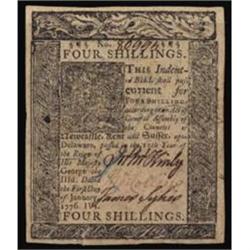 DE-76. Delaware. January 1, 1776. 4 Shillings. PMG Gem Uncirculated 65EPQ