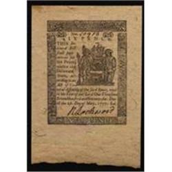 DE-83. Delaware. May 1, 1777. 6 Pence. PCGS Gem New 65PPQ.