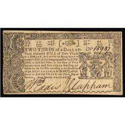 MD-65. Maryland. April 10, 1774. $2/3. PMG Extremely Fine 40EPQ.