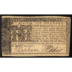 MD-69. Maryland. April 10, 1774. $6. PCGS Extremely Fine 45PPQ.