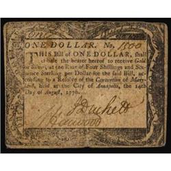 MD-96. Maryland. August 14, 1776. $1. PMG Very Fine 20.
