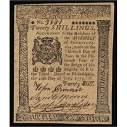 PA-178. Pennsylvania. July 20, 1775. 20 Shillings. PCGS Gem New 65PPQ.