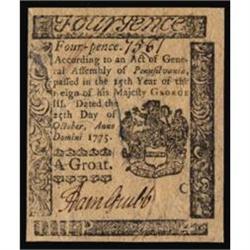 PA-182. Pennsylvania. Oct. 25, 1775. 4 Pence. PCGS Choice New 63PPQ.