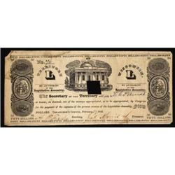 Wisconsin Territorial Scrip. February 19, 1842. $50. Very Fine, with Square Hole.