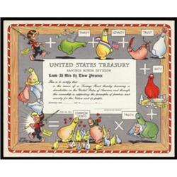Unissued Savings United States Treasury Bond. 1949. Extremely Fine.