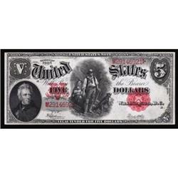 Fr. 91. 1907 $5 Legal Tender Note. "PCBLIC" Error. PMG Choice About Uncirculated 58EPQ.