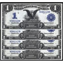 Lot of (4) Fr. 228 1899 $1 Silver Certificates. Cut Sheet. PCGS 67PPQ & 66PPQ.
