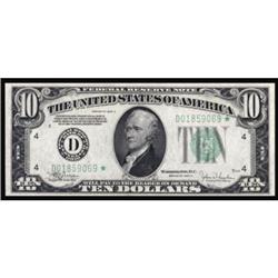 Fr. 2008-D*. 1934C $10 Federal Reserve Star Note. RCGS Gem C.U. 66PQ.