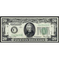 Fr. 2058-C. 1934D $20 Federal Reserve Note. Wide. PMG Superb Gem Uncirculated 67EPQ.