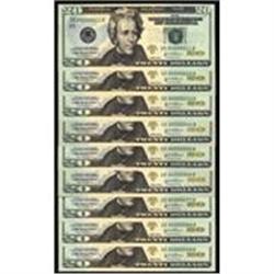 Lot of (9) Fr. 2091-E 2004A $20 Federal Reserve Notes. PCGS 63PPQ through 68PPQ.