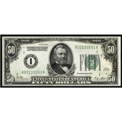 Fr. 2100-A. 1928 $50 Federal Reserve Note. CGA Gem Uncirculated 65.