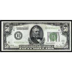 Fr. 2101-H. 1928A $50 Federal Reserve Note. PMG Gem Uncirculated 66EPQ.