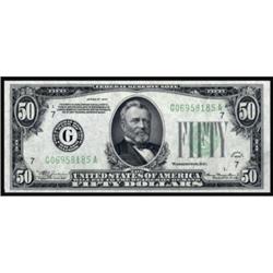 Fr. 2102-G. 1934 $50 Federal Reserve Note. PMG Gem Uncirculated 65EPQ.
