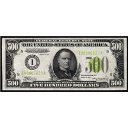 Fr. 2201-I. 1934 $500 Federal Reserve Note. CGA Choice Uncirculated 63.