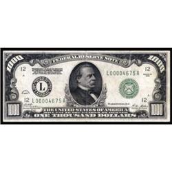 Fr. 2210-L. 1928 $1,000 Federal Reserve Note. PMG Very Fine 25.