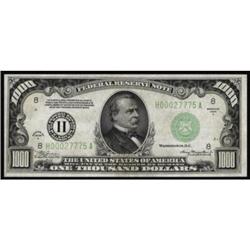 Fr. 2212-H. 1934A $1,000 Federal Reserve Note. CGA About Uncirculated 58.