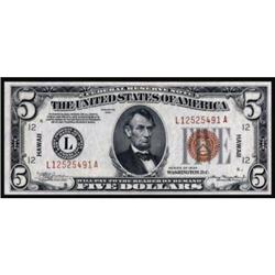 Fr. 2301. 1934 $5 Federal Reserve Note. Hawaii. Non-Mule. PMG Choice Uncirculated 64.