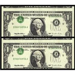 Lot of (2) Fr. 1923-F 1995 $1 Federal Reserve Notes. Web Note Errors. PCGS Extremely Fine 40PPQ.