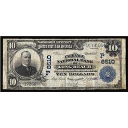 Long Beach, CA. $10 1902 Plain Back. Fr. 626. The Exchange NB. Charter #(P)8510. Very Good.