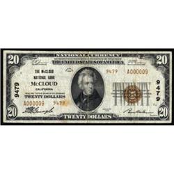 McCloud, CA. $20 1929 Ty. 2. The McCloud NB. Charter #9479. Fine.