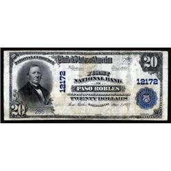 Paso Robles, CA. $20 1902 Plain Back. Fr. 661. FNB. Charter #12172. Fine.