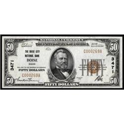 Boise, ID. $50 1929 Ty. 1. The Boise City NB. Charter #3471. CGA Choice Uncirculated 64.