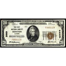 Newton, IL. $20 1929 Ty. 1. The FNB. Charter #5869. Very Fine.