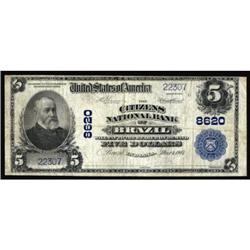 Brazil, IN. $5 1902 Plain Back. Fr. 600. The Citizens NB. Charter #8620. Fine.