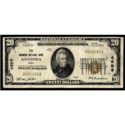 Anamosa, IA. $20 1929 Ty. 1. The Anamosa NB. Charter #4696. Fine.