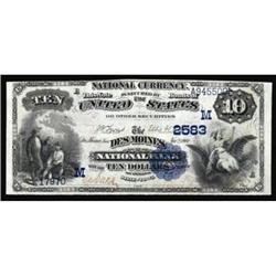 Des Moines, IA. $10 1882 Date Back. Fr. 545. The Des Moines NB. Charter #(M)2583. Very Fine.