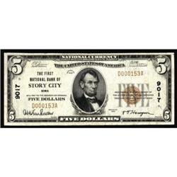 Story City, IA. $5 1929 Ty. 1. The FNB. Charter #9017. Fine.