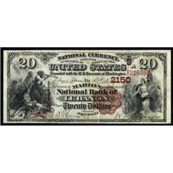 Lebanon, KY. $20 1882 Brown Back. Fr. 501. The Marion NB. Charter #(S)2150. Very Fine.