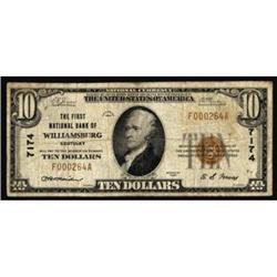 Williamsburg, KY. $10 1929 Ty. 1. The FNB. Charter #7174. Fine.