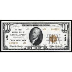 Easthampton, MA. $10 1929 Ty. 2. The FNB. Charter #428. Gem Crisp Uncirculated.