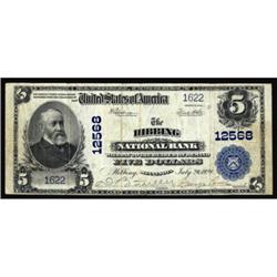 Hibbing, MN. $5 1902 Plain Back. Fr. 609. The Hibbing NB. Charter #12568. Very Fine.