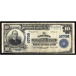 Columbus, MS. $10 1902 Plain Back. Fr. 632. The Columbus NB. Charter #10738. Very Fine.