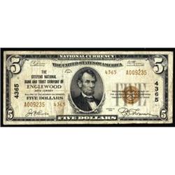 Englewood, NJ. $5 1929 Ty. 2. The Citizens NB and TC. Charter #4365. Fine.