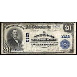 Swedesboro, NJ. $20 1902 Plain Back. Fr. 650. The Swedesboro NB. Charter #2923. Fine.