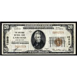 Carlsbad, NM. $20 1929 Ty. 1. The Carlsbad NB. Charter #12569. Very Fine.