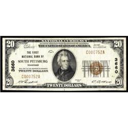 South Pittsburg, TN. $20 1929 Ty. 1. The FNB. Charter #3660. Very Fine.
