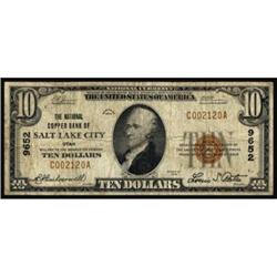 Salt Lake City, UT. $10 1929 Ty. 1. The National Copper Bank. Charter #9652. PCGS Fine 12.