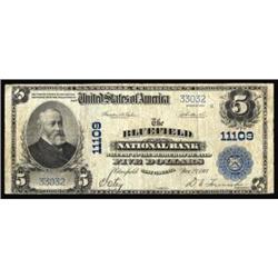 Bluefield, WV. $5 1902 Plain Back. Fr. 606. The Bluefield NB. Charter #11109. Fine.